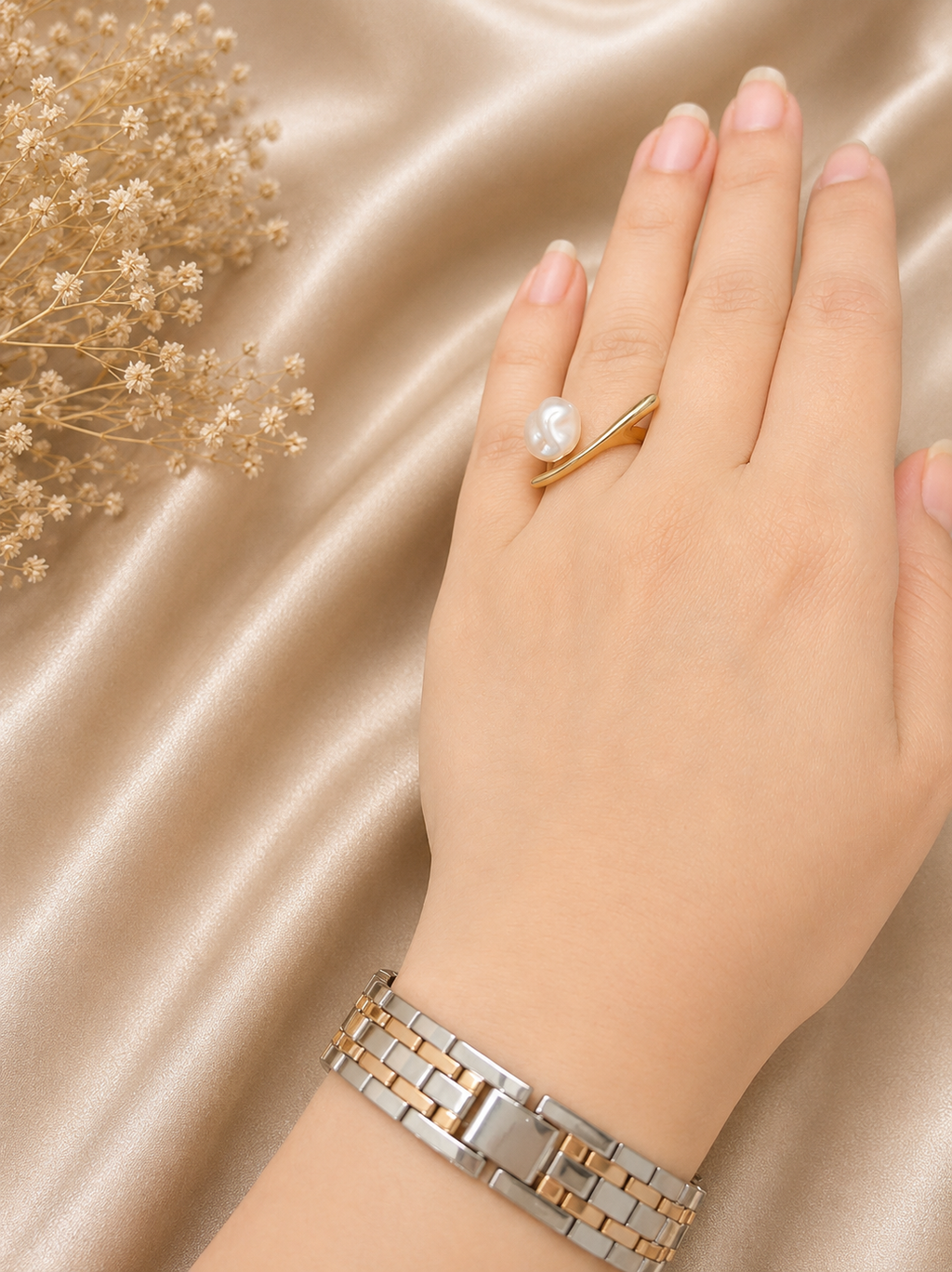 Sculptural Teardrop Baroque Pearl Ring