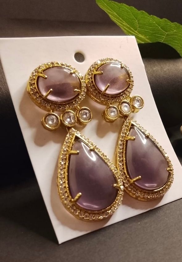 Elegant mint stone earring Elegant lavender stone earring