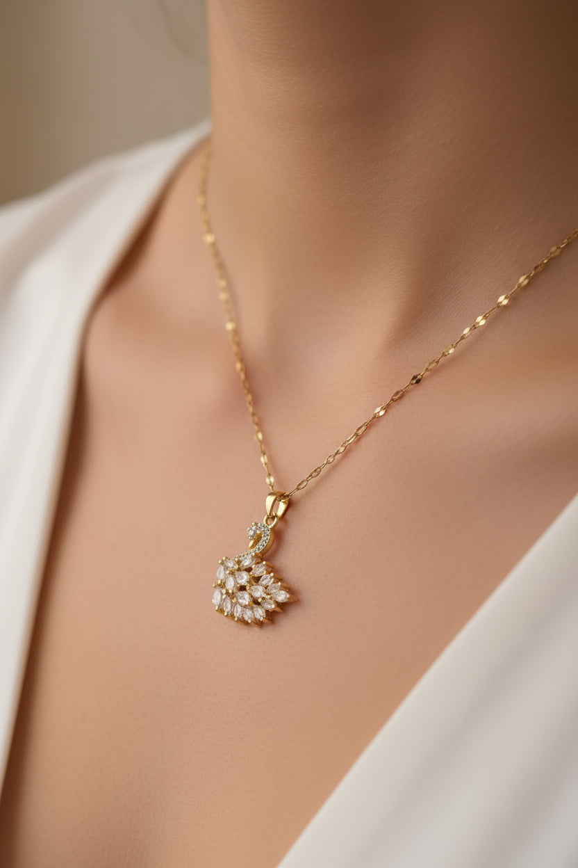 Crystal Swan Pendant Necklace