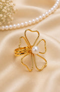 Golden Bloom Pearl Statement Ring