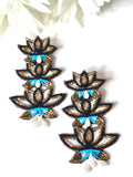 Handmade Three-Tier Beaded Lotus Statement Earrings