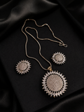 Radiant Sunburst American Diamond Pendant Set