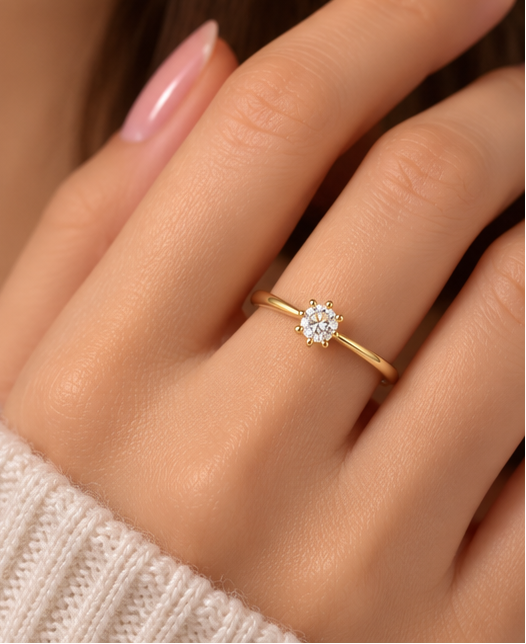 Crown-setting solitaire ring