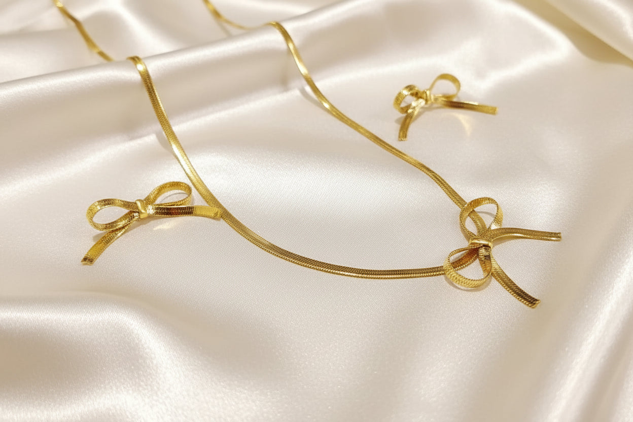 Ribbon Herringbone Necklace Set