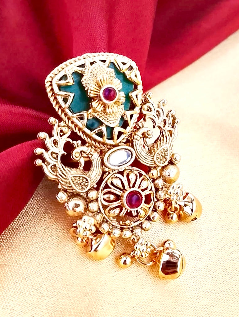 Traditional Rajwadi Peacock Long Ring