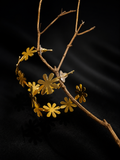 Brass gold-plated floral hoop earrings