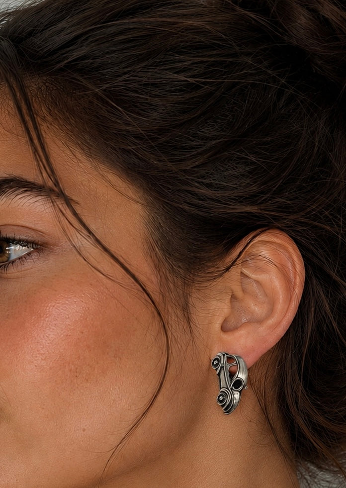 Quirky vintage car oxidized stud earrings