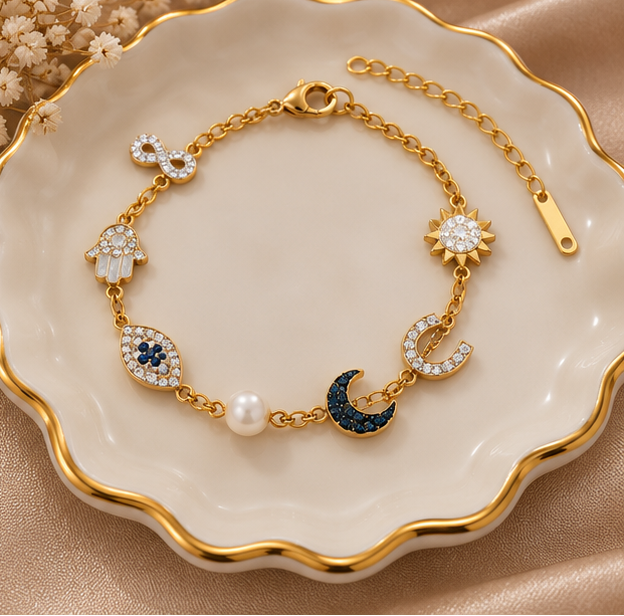 Celestial multi-charm talisman bracelet