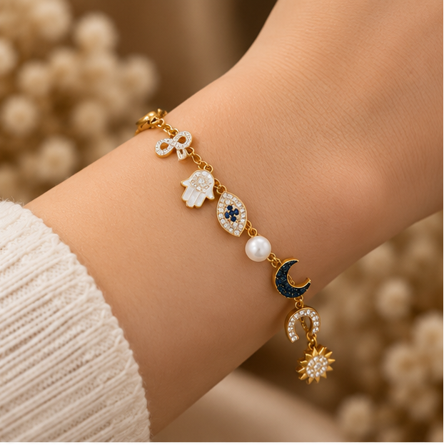 Celestial multi-charm talisman bracelet