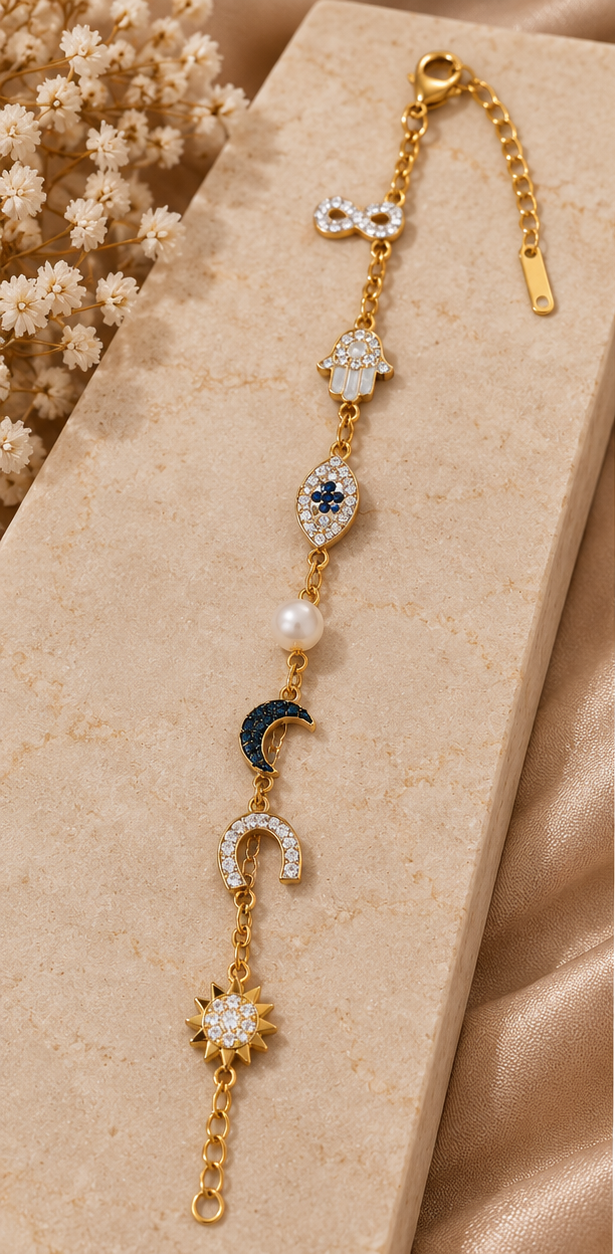 Celestial multi-charm talisman bracelet
