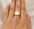 Chunky Baroque Pearl Molten Cocktail Ring