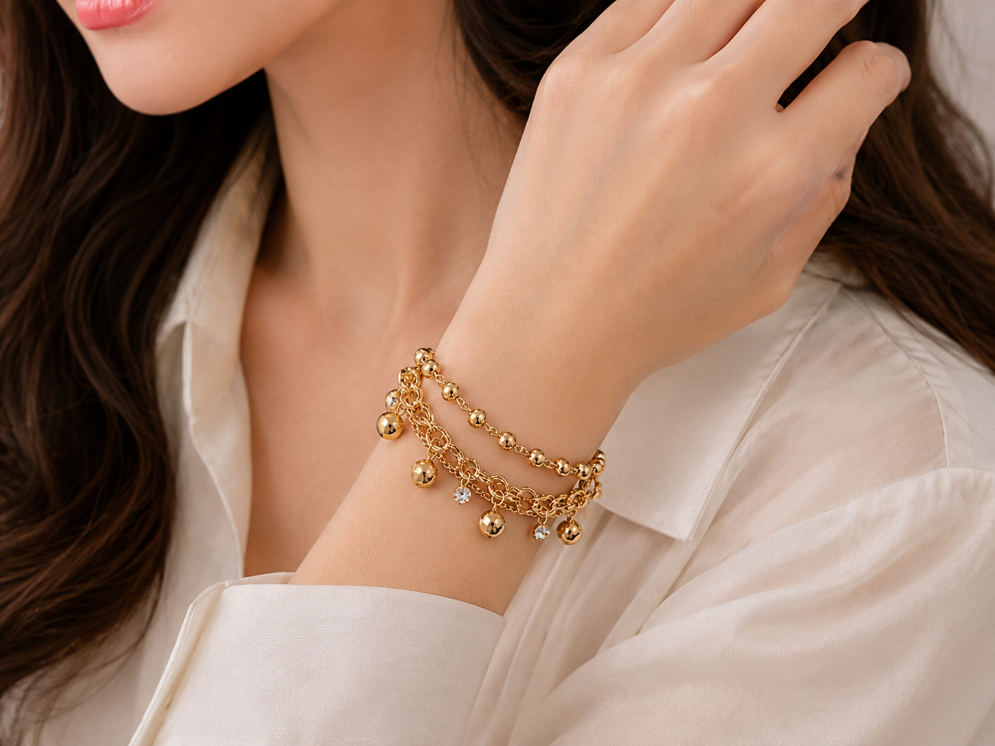Ornate multi-layered chain bracelet