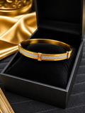 Modern two-tone dual-metal cuff men,s bracelet (kada)