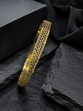 Exquisite yellow gold cutout lattice men's bracelet