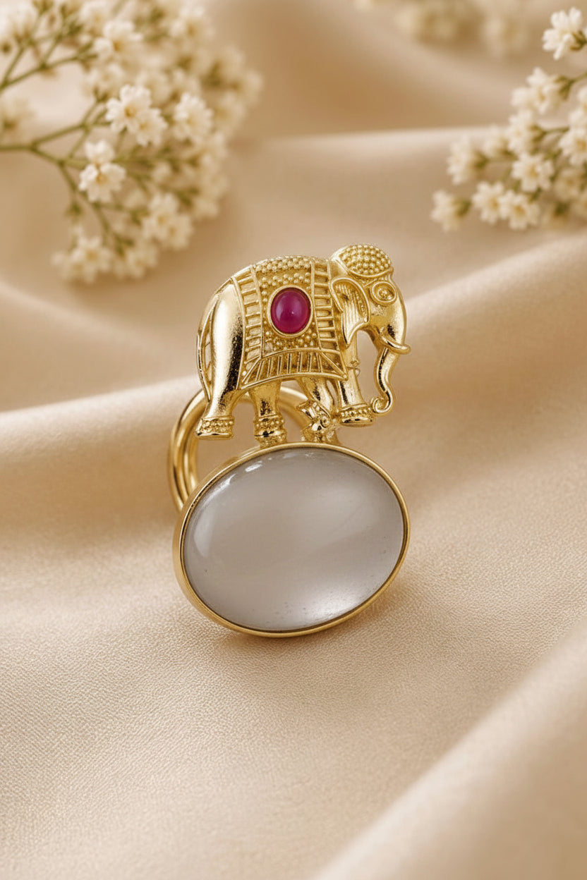 Grey stone statement ring