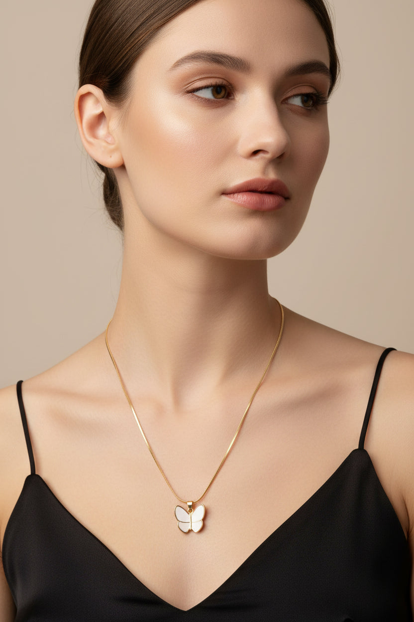Necklace with Mother of Pearl Butterfly Pendant