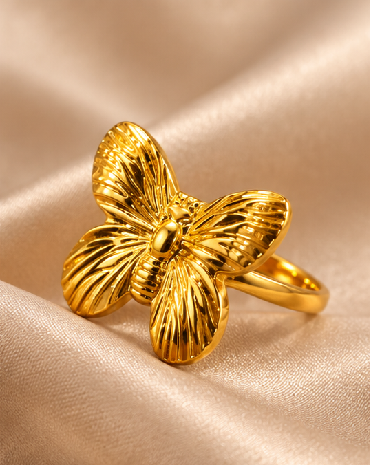 Gold-Tone Sculpted Butterfly Statement Ring