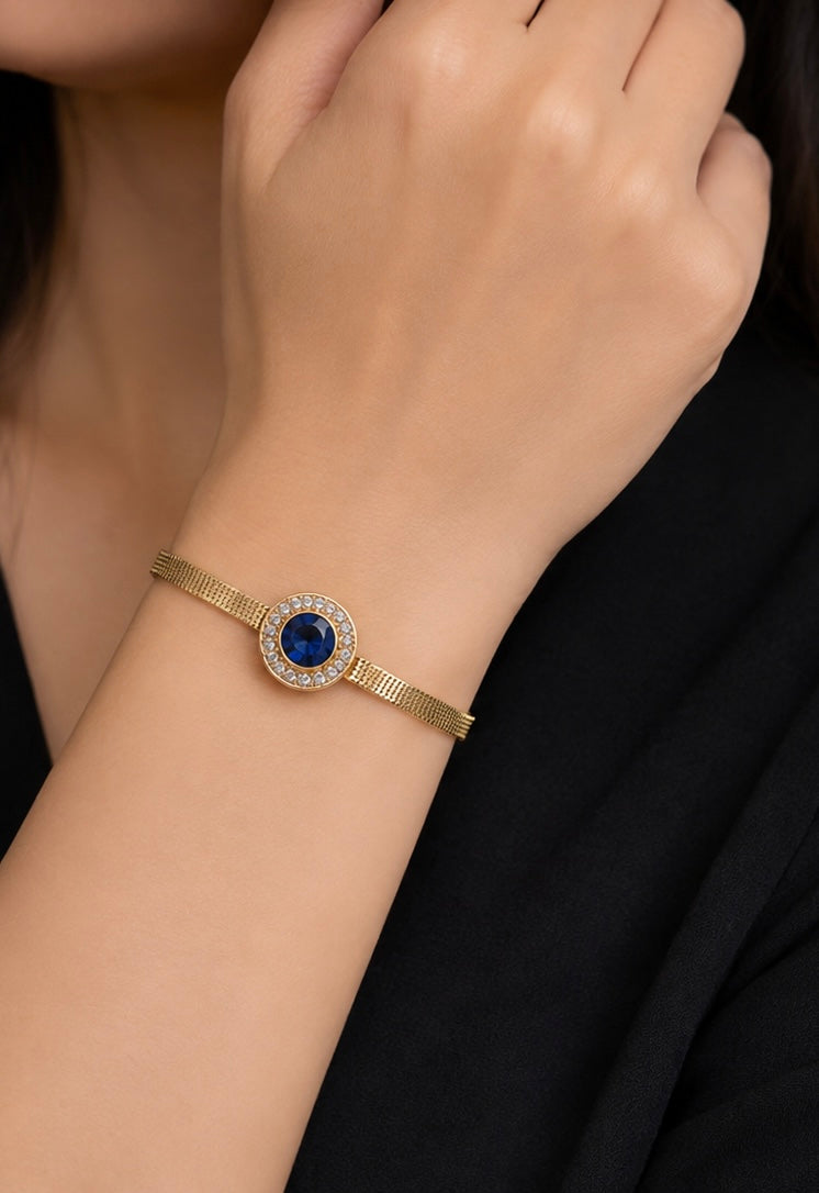 Gold herringbone snake chain charm bracelet