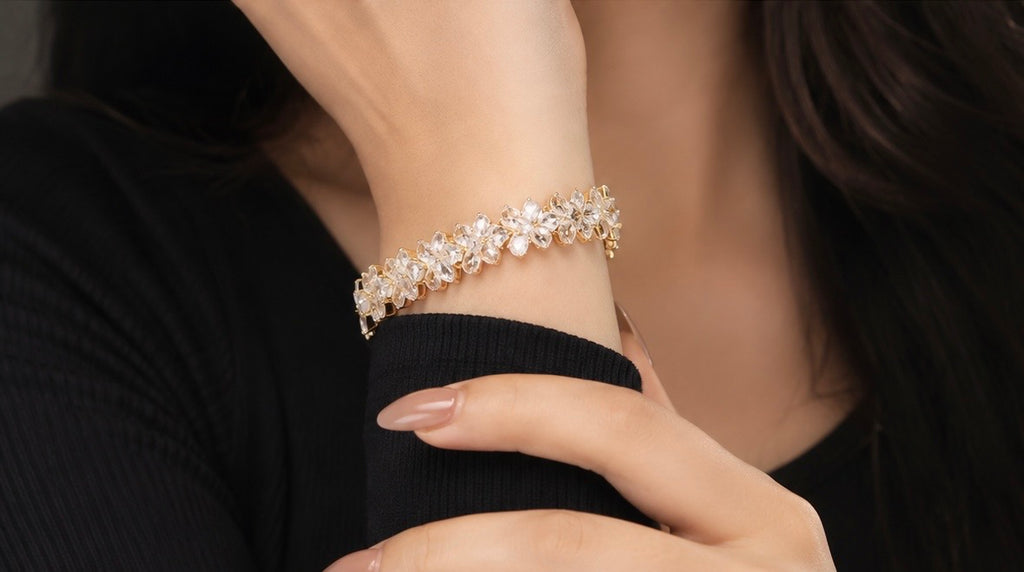 Floral crystal statement bracelet