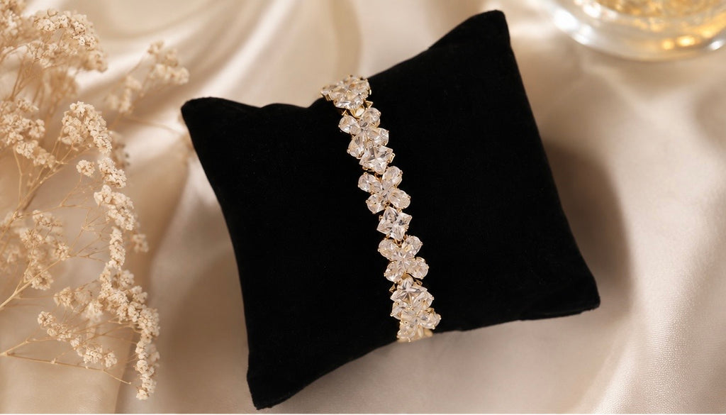 Floral crystal statement bracelet