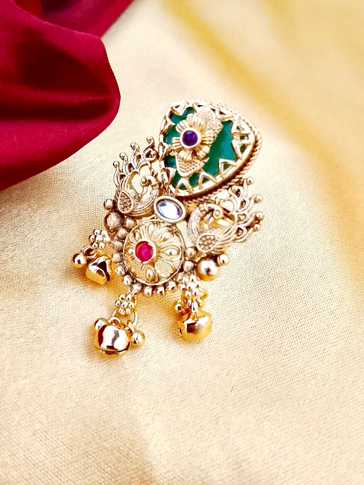 Traditional Rajwadi Peacock Long Ring