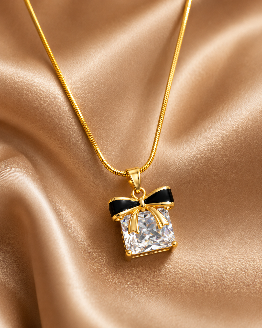 Charming Gift Box Bow Necklace.