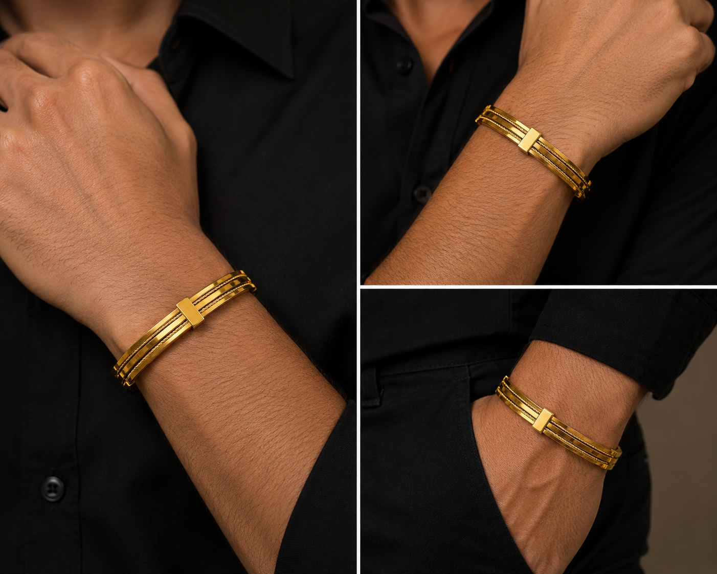 Premium yellow gold men's bracelet