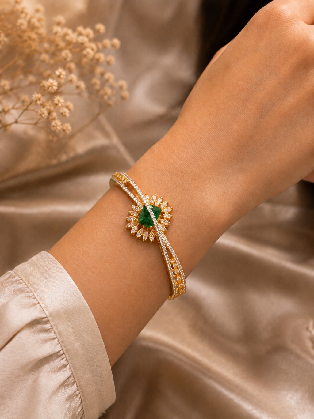 AD elegant crossover sunburst statement kada bracelet