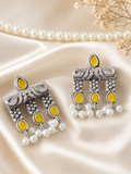 Vintage Oxidized Silver Jhumka-Style Stud Earrings