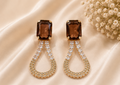 Smoky quartz crystal drop earrings