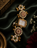 Kashmiri Kundan Meenakari Square Dial Bracelet Watch