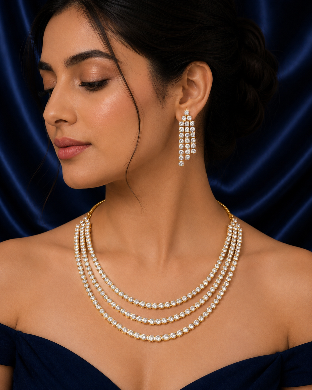 AD Triple Line Necklace set