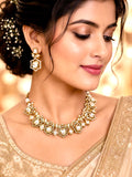 Gold-plated geometric Kundan choke necklace set
