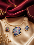 Handcrafted Hand-Painted Tanjor Art Statement Jewelry Set