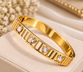 White diamond pear cut cutout cuff bangle