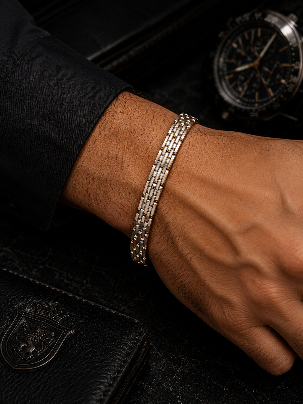 Multi-row rectangular link bracelet