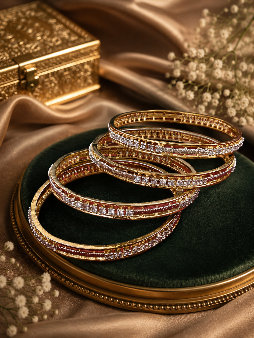 Elegant Contemporary American Diamond Bangle Set