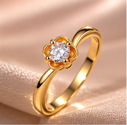 Elegant Blossom Solitaire Ring