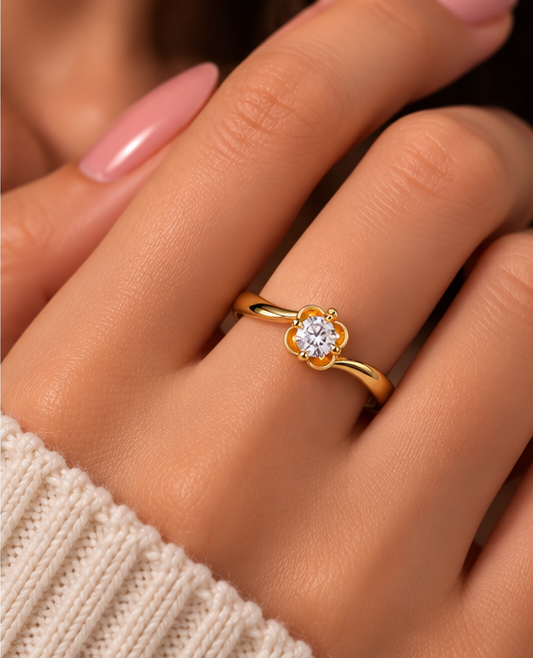Elegant Blossom Solitaire Ring