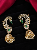 Rajwadi Antique Gold American Diamond Ear Cuff Jhumka
