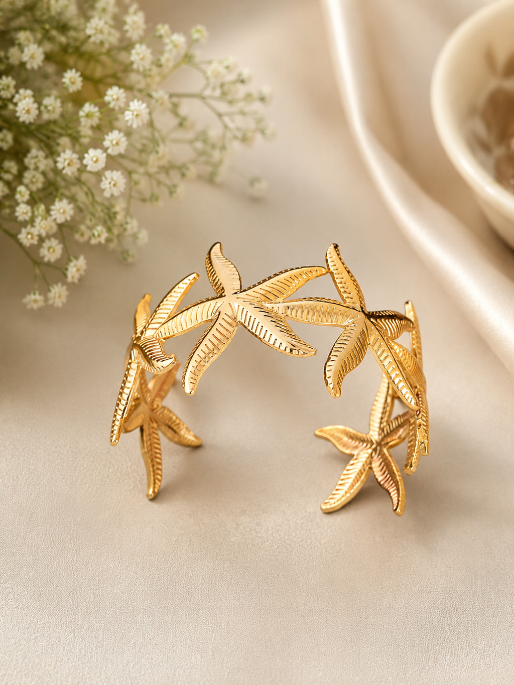Gold Plated Starfish Cuff Bracelet