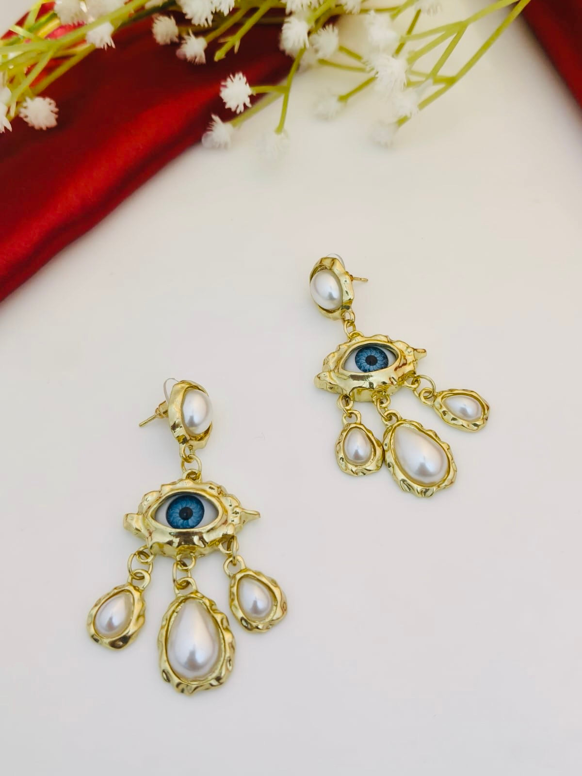 Baroque Evil Eye Chandelier Earrings