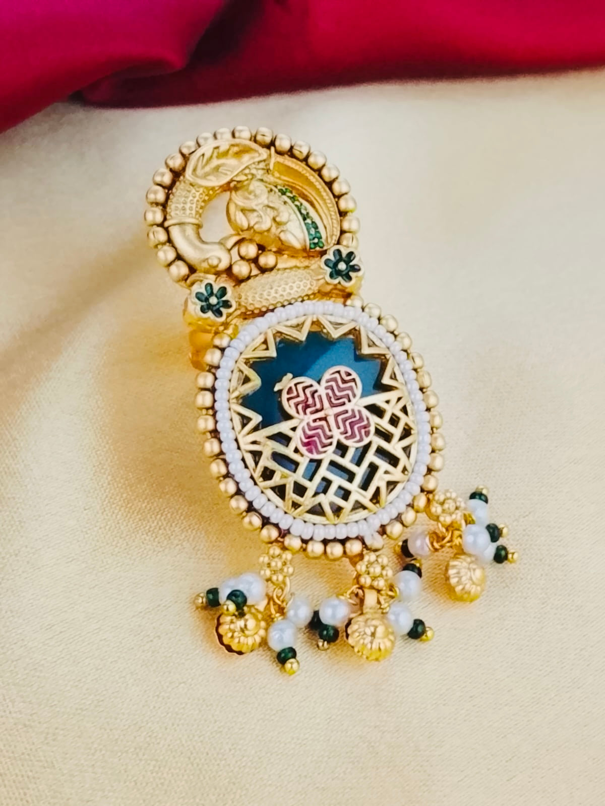 Antique gold-plated Rajwadi cocktail ring