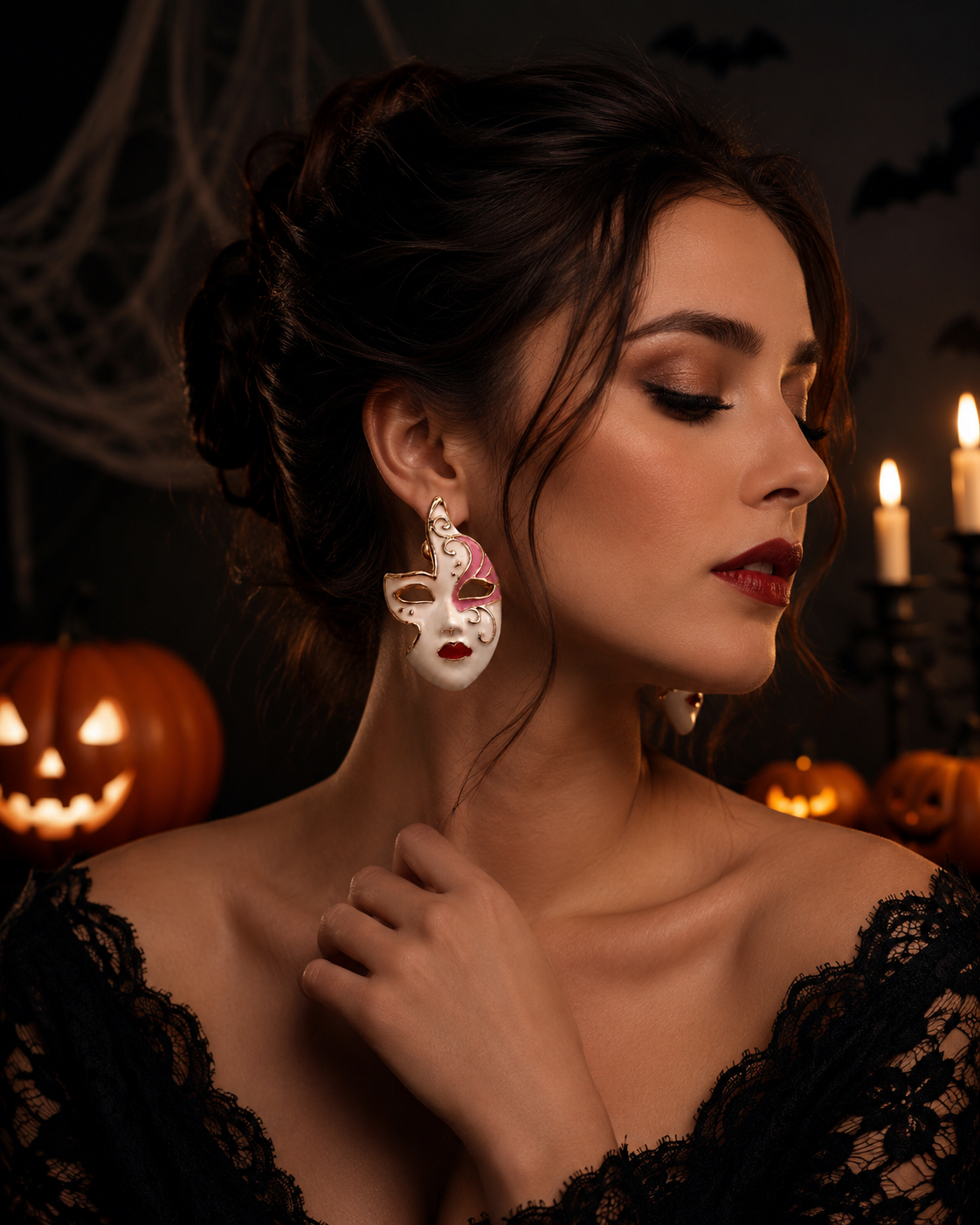 Venetian masquerade mask earrings