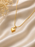 Minimalist Puffed Heart Pendant Necklace.