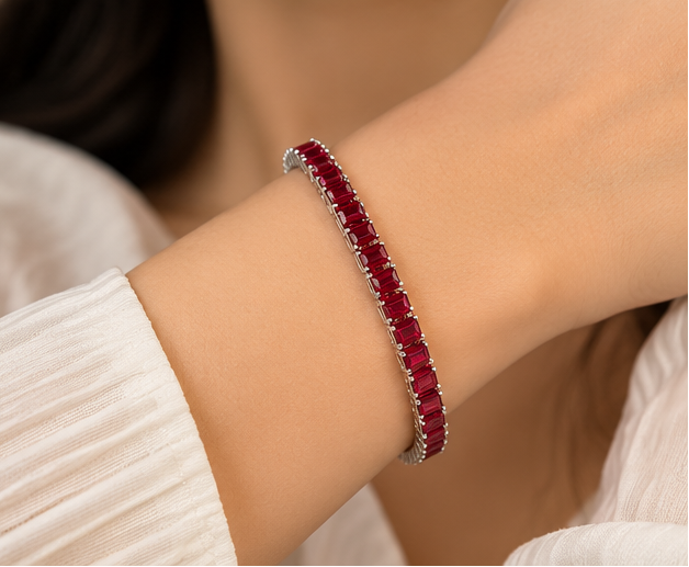 Exquisite ruby baguette tennis bracelet