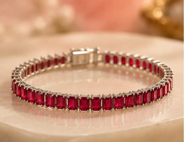 Exquisite ruby baguette tennis bracelet