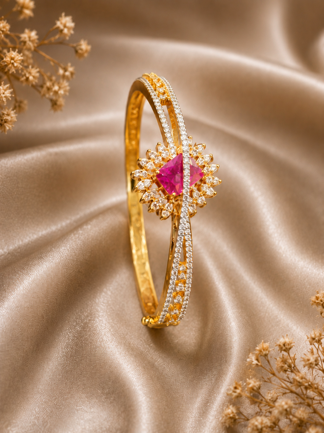 AD elegant crossover sunburst statement kada bracelet