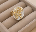 French-vintage style gold tree of life pearl statement ring