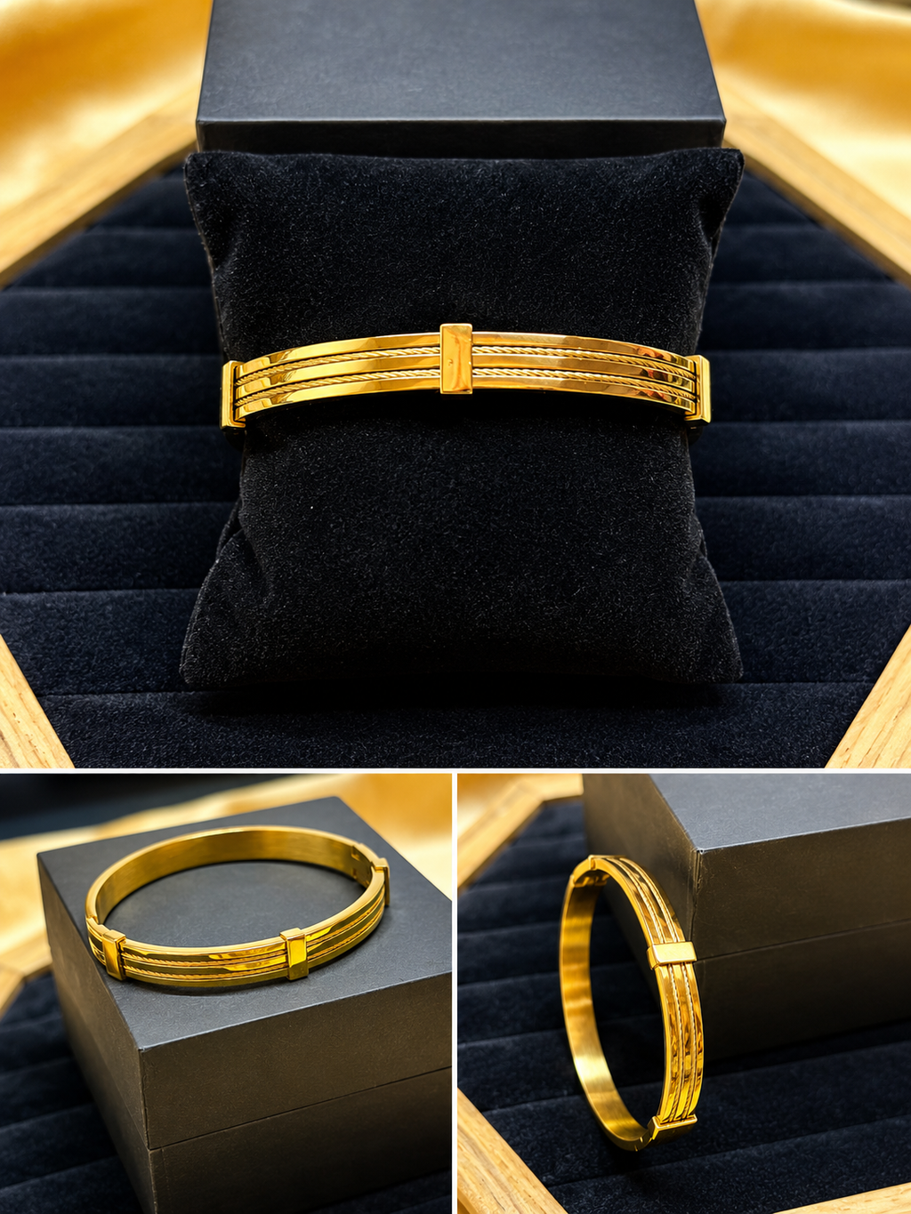Premium yellow gold men's bracelet
